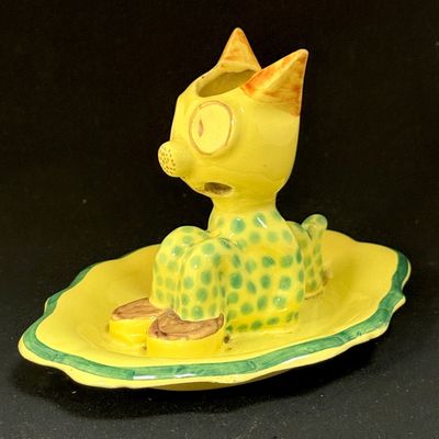 HB Quimper Polka Dot Figural Cat