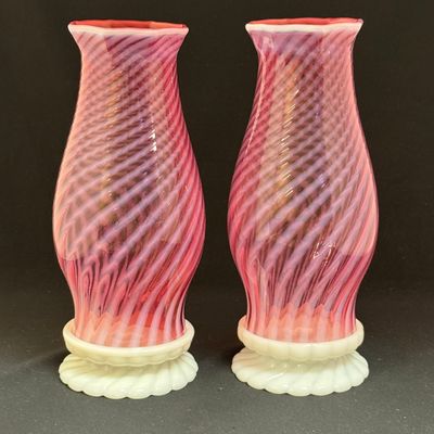 Sale Photo Thumbnail #446: Two Cranberry Candle Lamps