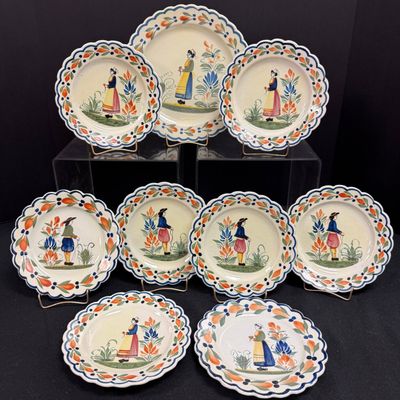 Sale Photo Thumbnail #190: 9 HenRiot Quimper Plates