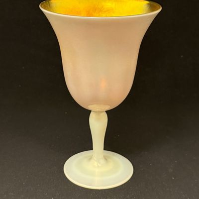 Sale Photo Thumbnail #359: Steuben Calcite on Gold goblet
