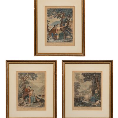 Sale Photo Thumbnail #114: David Allan (Scottish, 1744-1796) 'The Gentle Shepherd' Hand Colored Engraving Assortment