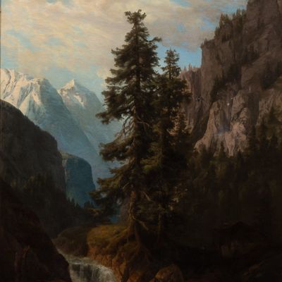 Arnold Jenny (Swiss, 1831-1881) 'Alpine Landscape' Oil on Canvas