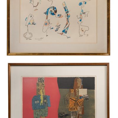 Max Papart (French, 1911-1994) 'Musiciens Ambulants' Mixed Media