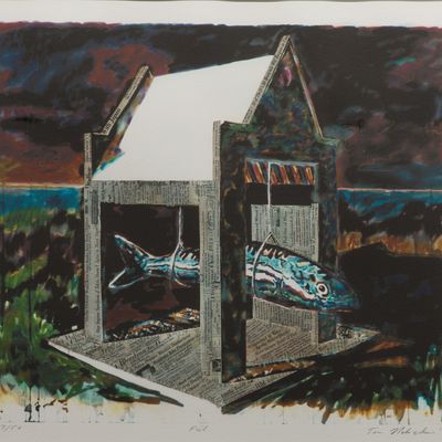 Sale Photo Thumbnail #123: Tom Nakashima (American, b.1941) 'Fish' Lithograph