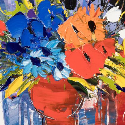 Louis Magre (French, b.1955) 'The Joyous Flowers' Oil on Canvas