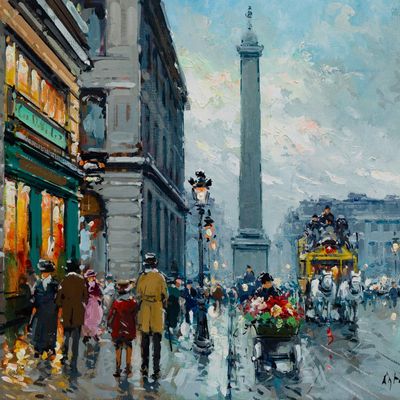 Antoine Blanchard (French, 1910-1988) 'Place Vendome' Oil on Canvas