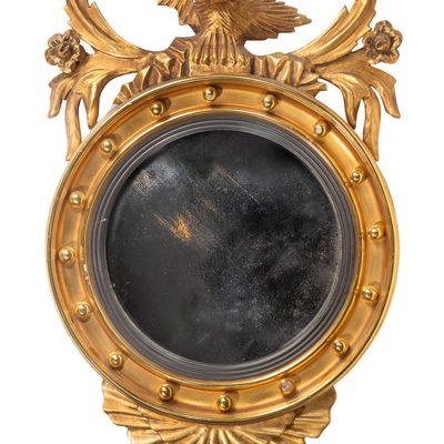 Sale Photo Thumbnail #154: Federal Style Gilt Wood Convex Mirror