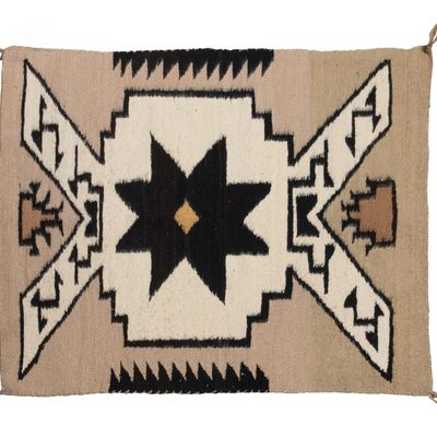 Sale Photo Thumbnail #313: Native American Navajo Two Grey Hills Wool Mat