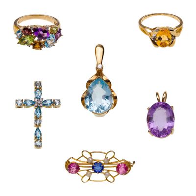 Sale Photo Thumbnail #360: 14k and 10k Yellow Gold and Gemstone Jewelry Assortment
