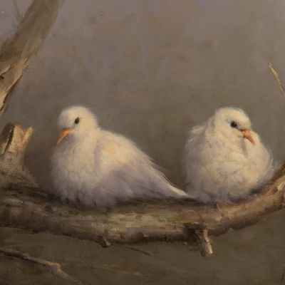 Andre Balyon (Dutch, b.1951) 'The Young Doves' Oil on Canvas