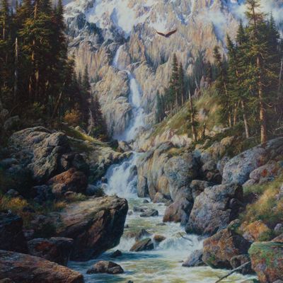 Larry Dyke (American, b.1942) 'Majestic Cascade' Offset Lithograph