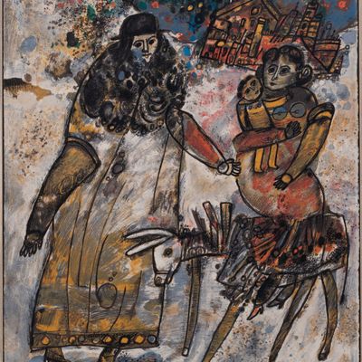 Sale Photo Thumbnail #113: Theo Tobiasse (French / Israeli, 1927-2012) 'Agar et Ismael chasses par Abraham' Lithograph