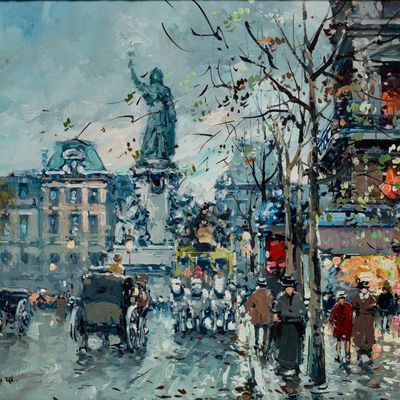 Antoine Blanchard (French, 1910-1988) 'Place de la Republique' Oil on Canvas