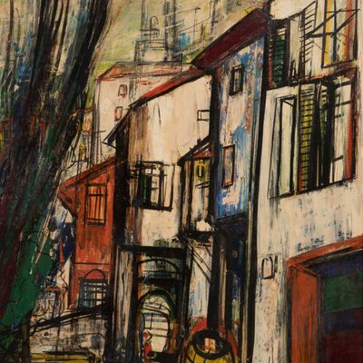 Michel-Marie Poulain (French, 1906-1991) 'Street in Paris' Oil on Canvas