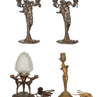 Sale Photo Thumbnail #299: Art Nouveau Style Spelter Figural Lighting