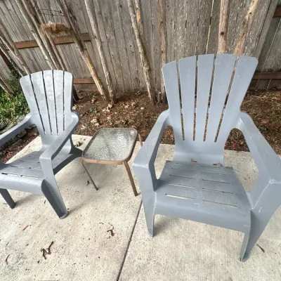 Adirondack chairs & table