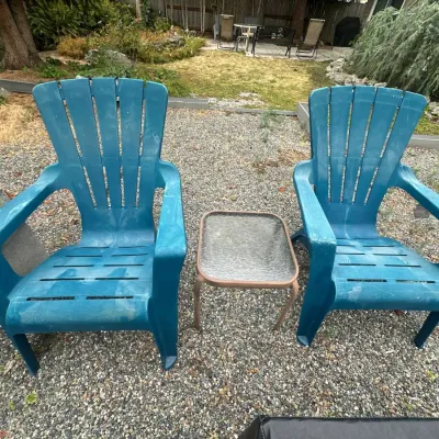 Adirondack chairs & table