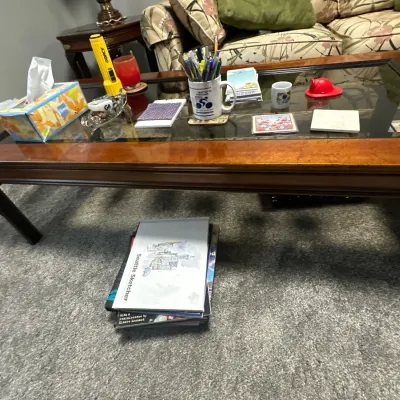 wood coffee table with glass top