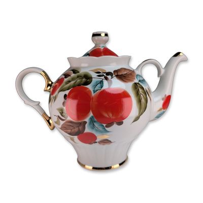 Krasnodar Russian Gilded Porcelain Paradise Apples Lidded Teapot