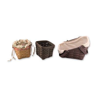 3pc Longaberger Handmade Woven Wood-Splint Baskets