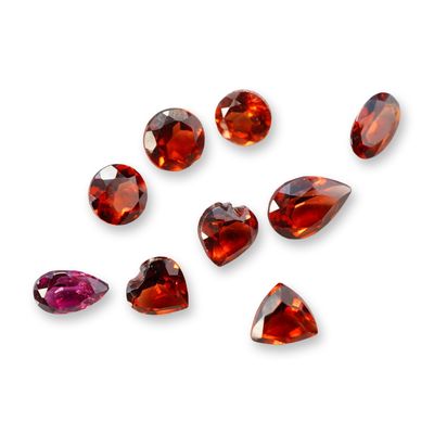 9pc Red Garnet Gemstones in Vatious Shapes and Sizes