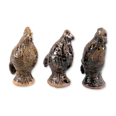 3pc Marie Rogers Pottery Georgia Folk Bird Figurines