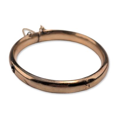 10K Yellow Gold and Diamond Hinged Bangle Bracelet