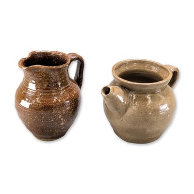2pc Marie Rogers Folk Pottery Georgia Jugs
