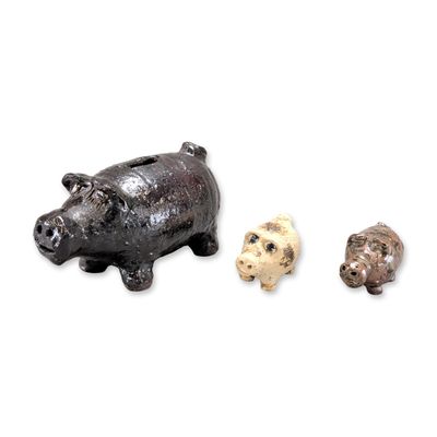 3pc Marie Rogers Pottery Piggy Bank and Figurines