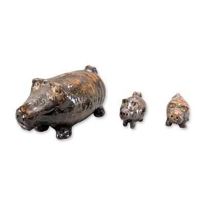 3pc Marie Rogers Pottery Piggy Bank and Figurines