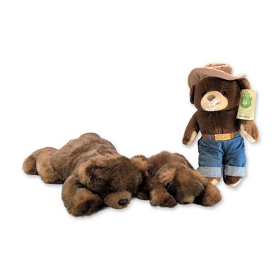 3pc Vintage Smokey Bear and Brown Plush Bears
