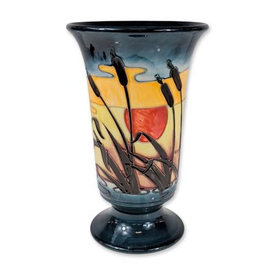 Moorcroft Reeds at Sunset Bullrushes Pottery Vase
