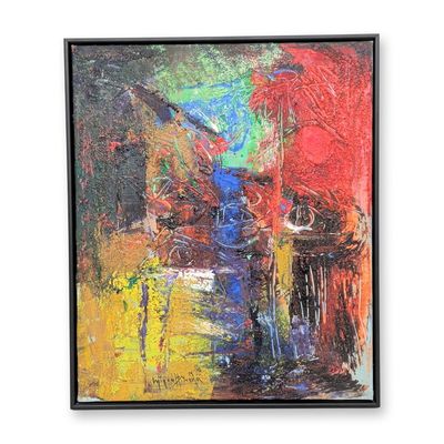 Miguel Pineda (Dominican Republic b. 1962) Abstract Mixed Media on Canvas, Paisaje, Signed