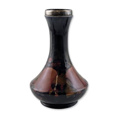 William Moorcroft Pomegranate Sterling Mounted Ceramic Vase
