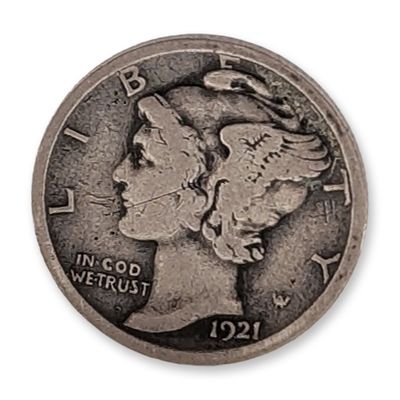 1921 US Mercury Silver Dime Rare Key Date