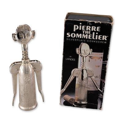 Landes Pierre the Sommelier Silverplate Corkscrew with Box