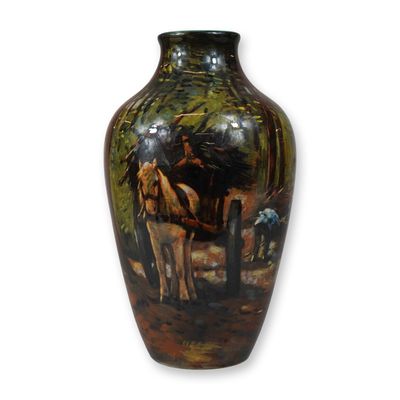 PZH High-Glaze Earthenware Paysage Vase