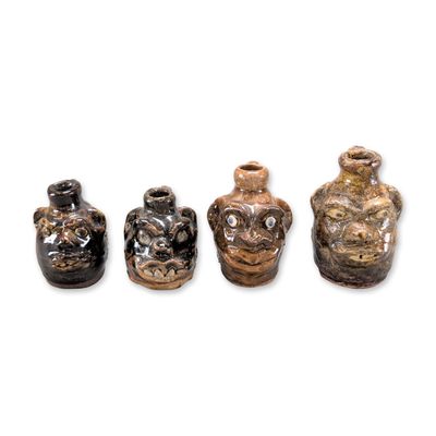 4pc Marie Rogers Pottery Georgia Folk Face Jugs