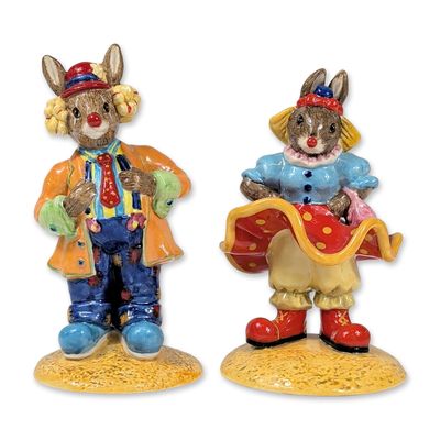 2pc Royal Doulton Bunnykins Clown Figurines