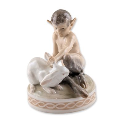 Royal Copenhagen Porcelain Faun With Rabbit