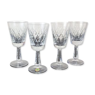 4pc Clontarf Crystal Irish Hand-Cut Lead Crystal Wine Glasses