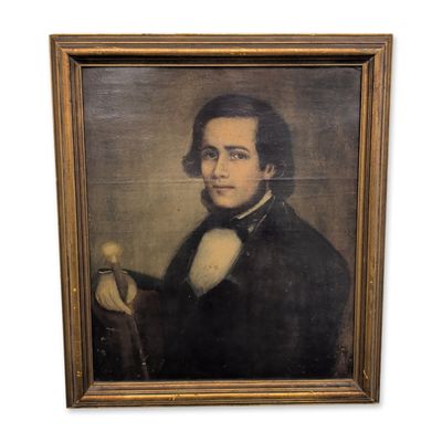 Attributed to Horace Bundy, Portrait Print on Wood Panel