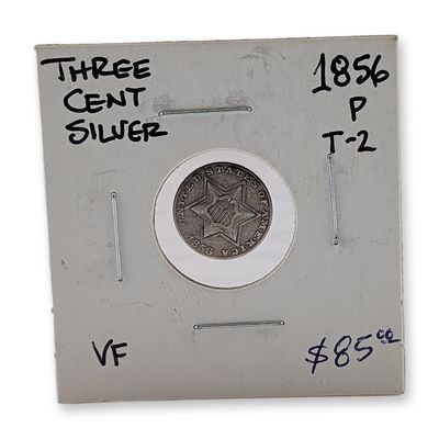 1856 US Three Cent Trime Silver Type 2 Coin
