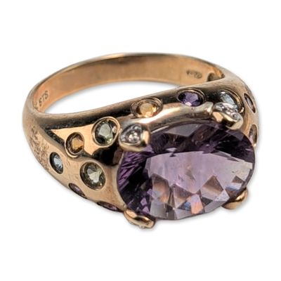STS 10K Yellow Gold Amethyst Cocktail Ring