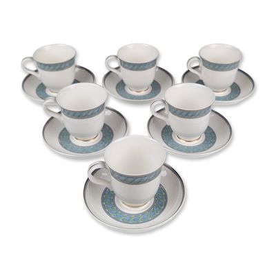 12pc Christofle Torsada Porcelain Demitasse Cups and Saucers