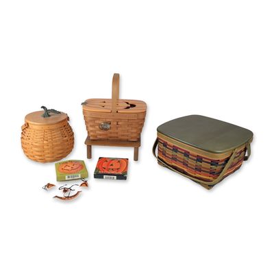 9pc Longaberger Seasonal Wood Baskets