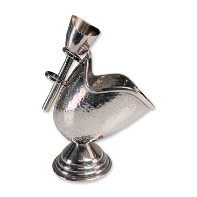 Modernist Solid Silver Martele Finish Sugar Scuttle and Scoop
