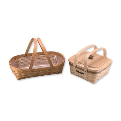 2pc Longaberger Woven Wood Baskets