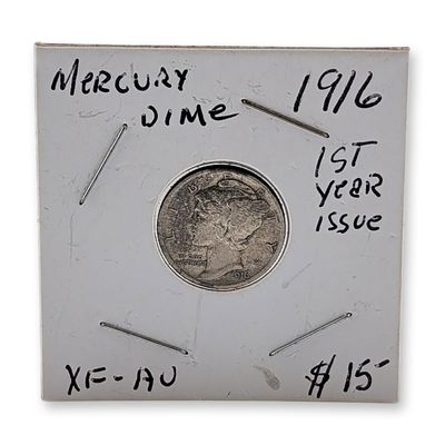 1916 US Mercury Silver Dime Coin