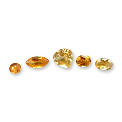 5pc Citrine Gemstones in Various Shapes